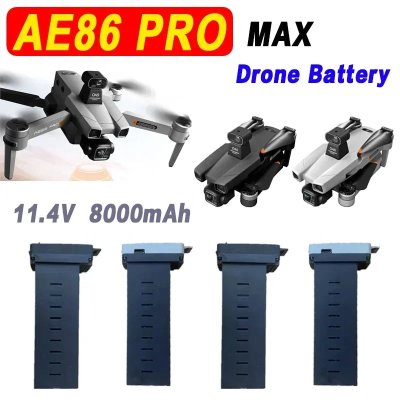 AE86 Pro Max 8K Drone Battery 11.4V 8000mAh for S810 X5proMAX T8 PRO8 Carbon Fiber Spare Parts Accessory
