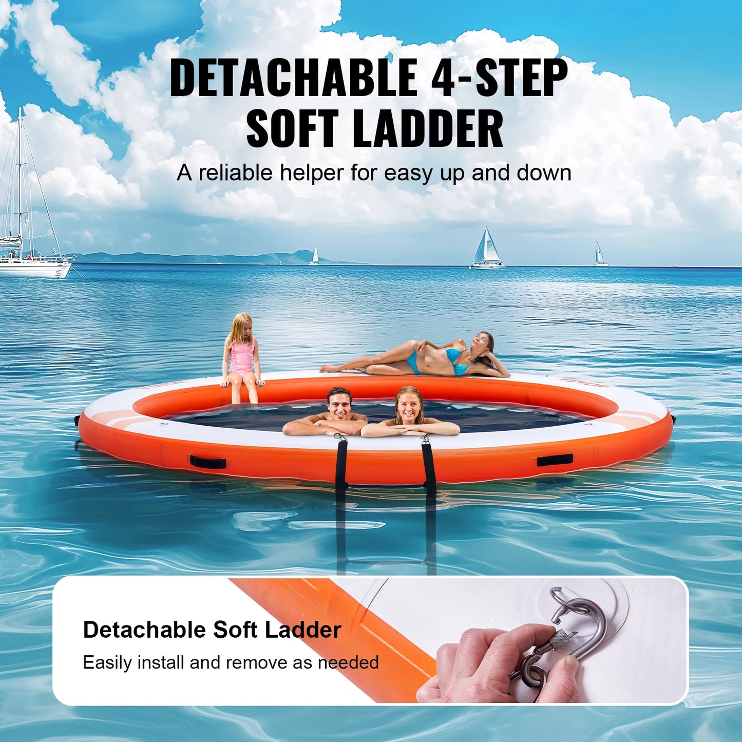 Vevor Inflatable Floating Dock 10x8FT Non Slip Water Detachable Ladder Portable Carrying Bag Floating Platform Island Raft