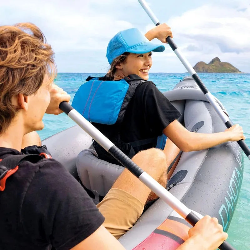 Intex 2 Person Inflatable Kayak Set Dakota K2 with 86 Inch Oars and Pump